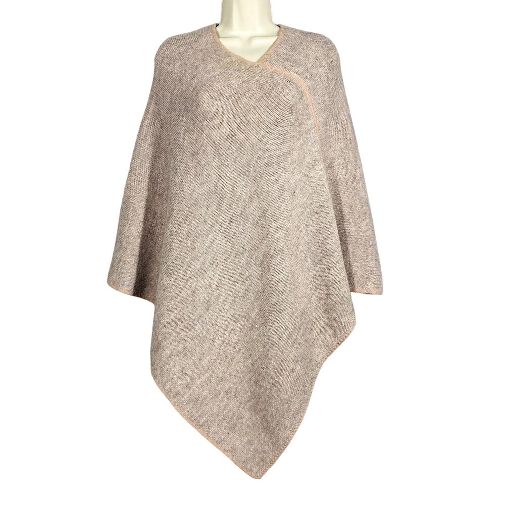 Fratelli Talli Wool Alpaca Poncho Shawl Shrug Knit Sweater Mauve Pink OSFA